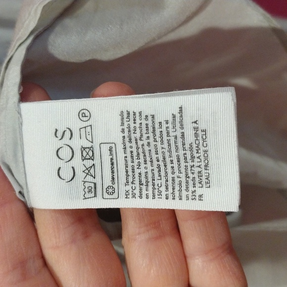 COS women's silk/cotton puffed sleeve blouse. Light green. EUC. Size 12 - Picture 10 of 11